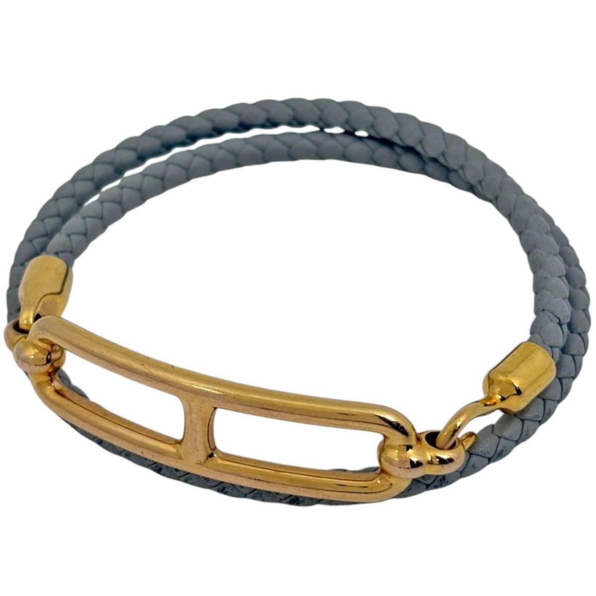 エルメス HERMES ルリ ドゥブルトゥール ブレスレット GP レザー ゴールド グレー レディース 【中古】 38,870円