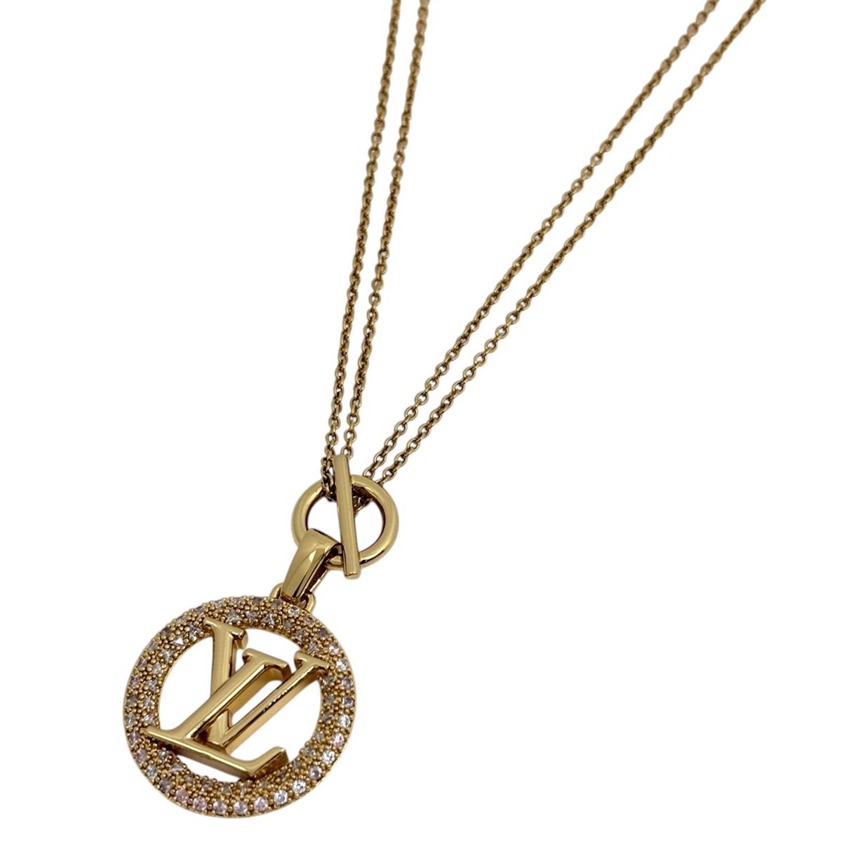 ルイ・ヴィトン Louis Vuitton ネックレス ルイーズ トレゾール GP ラインストーン ゴールド レディース 【中古】
