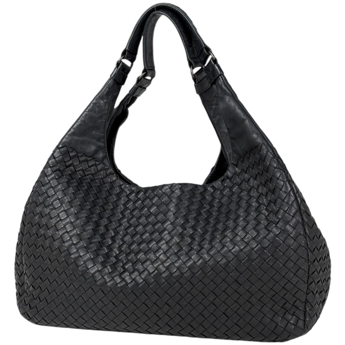 ボッテガヴェネタ BOTTEGAVENETA ショルダーバッグ イントレチャート レザー ブラック 124864 レディース 【中古】