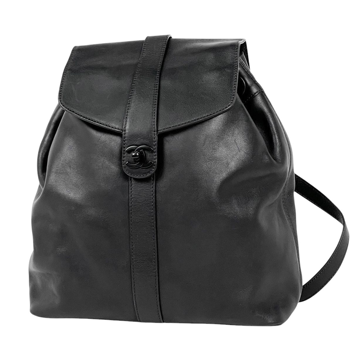 シャネル CHANEL リュック ココマーク レザー ブラック レディース 【中古】 199,000円