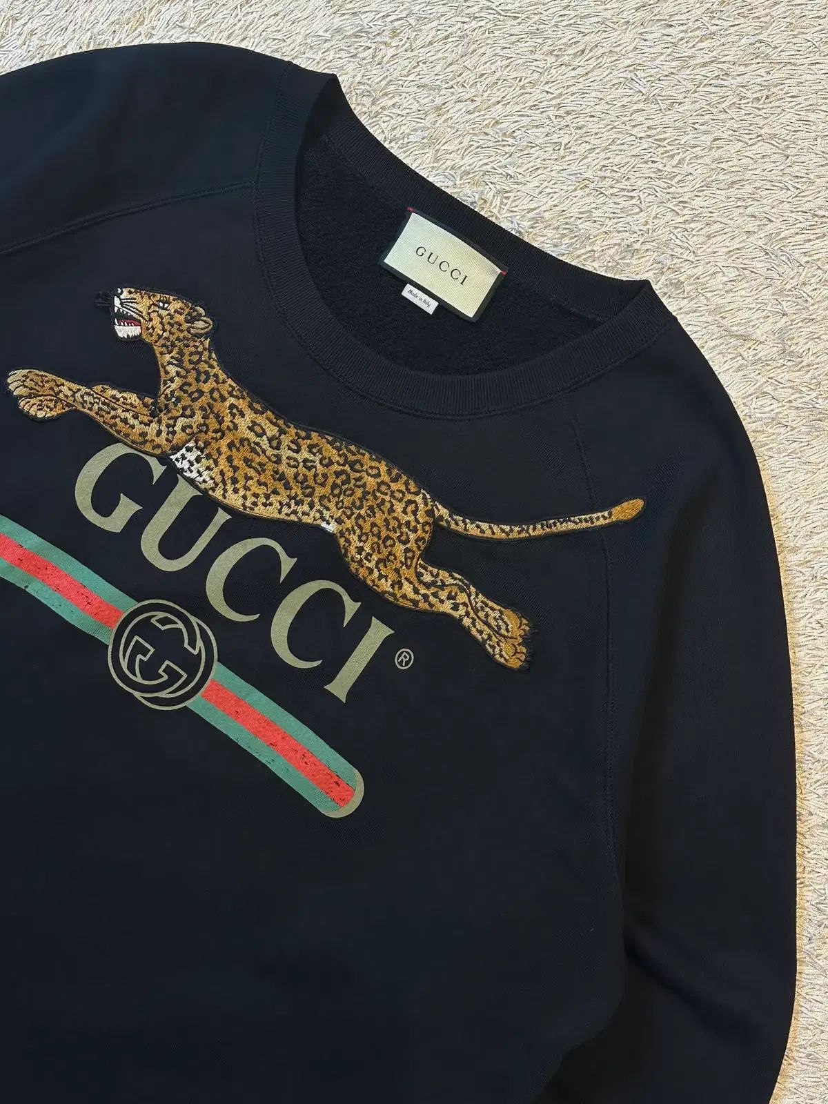 XL グッチ ヒョウ柄 レオパード ロゴ スウェットシャツ スウェット