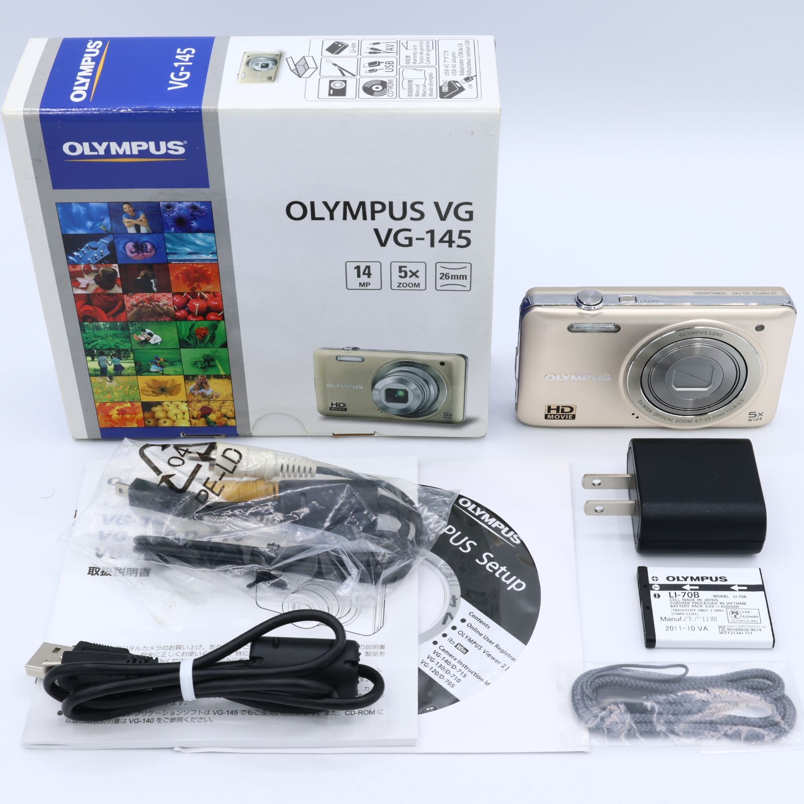 OLYMPUS オリンパス デジタルカメラ VG-145 ゴールド 1400万画素 広角26mm 光学5倍ズーム 3.0型液晶 VG-145 GLD #260718_UME024823