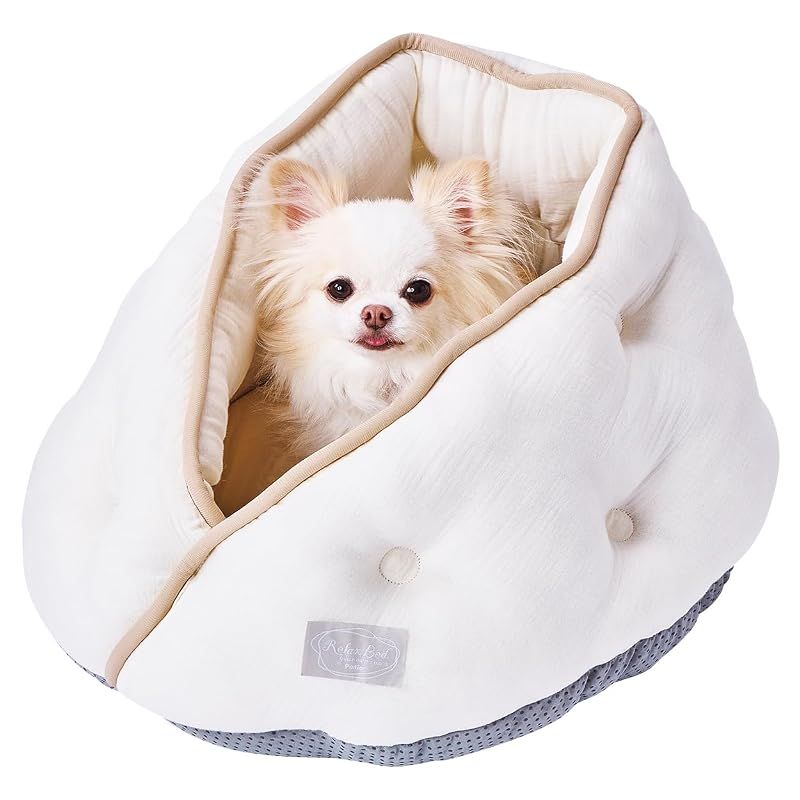 【新品】 ペティオ (Petio) 犬猫用ベッド ひんやりくつろぎベッド 包み込みドーム ライトベージュ