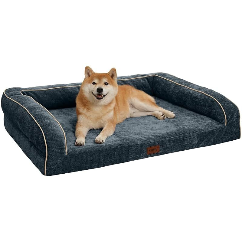 【新品】 EMME 耐噛み 犬用ベッド 防水 丈夫 ペットベッド 洗える シェニール生地 柔らか ペットソファー 小型犬 中型犬対応 犬 ソファーベッド 耐久性 高反発 抗菌防臭 ペットクッションあごのせペット用ベッド 猫 犬 室内用 寝床 高齢犬 子犬 介護