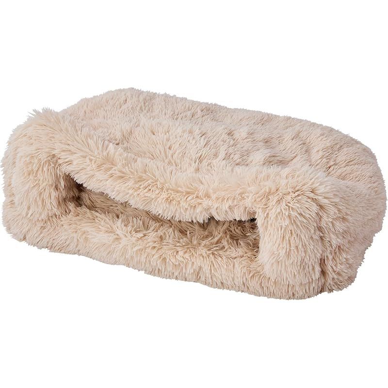 【新品】 ペティオ (Petio) 犬猫用ベッド 乗れてもぐれる ふわふわドームベッドAWZ ワイド シェルベージュ
