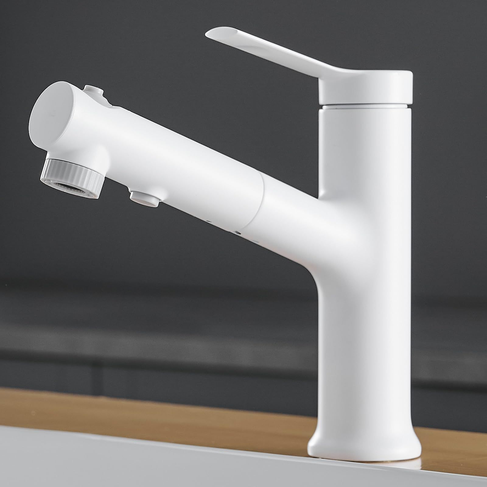 ★新品★洗面台 蛇口 洗面台 水栓 噴水機能付き 洗面 混合水栓 シングルレバー混合水栓 ホース引出し式 3way出水モード 洗面水栓 泡沫水流 シャワー水流 洗髪用水栓 ホワイト 8633f7c6