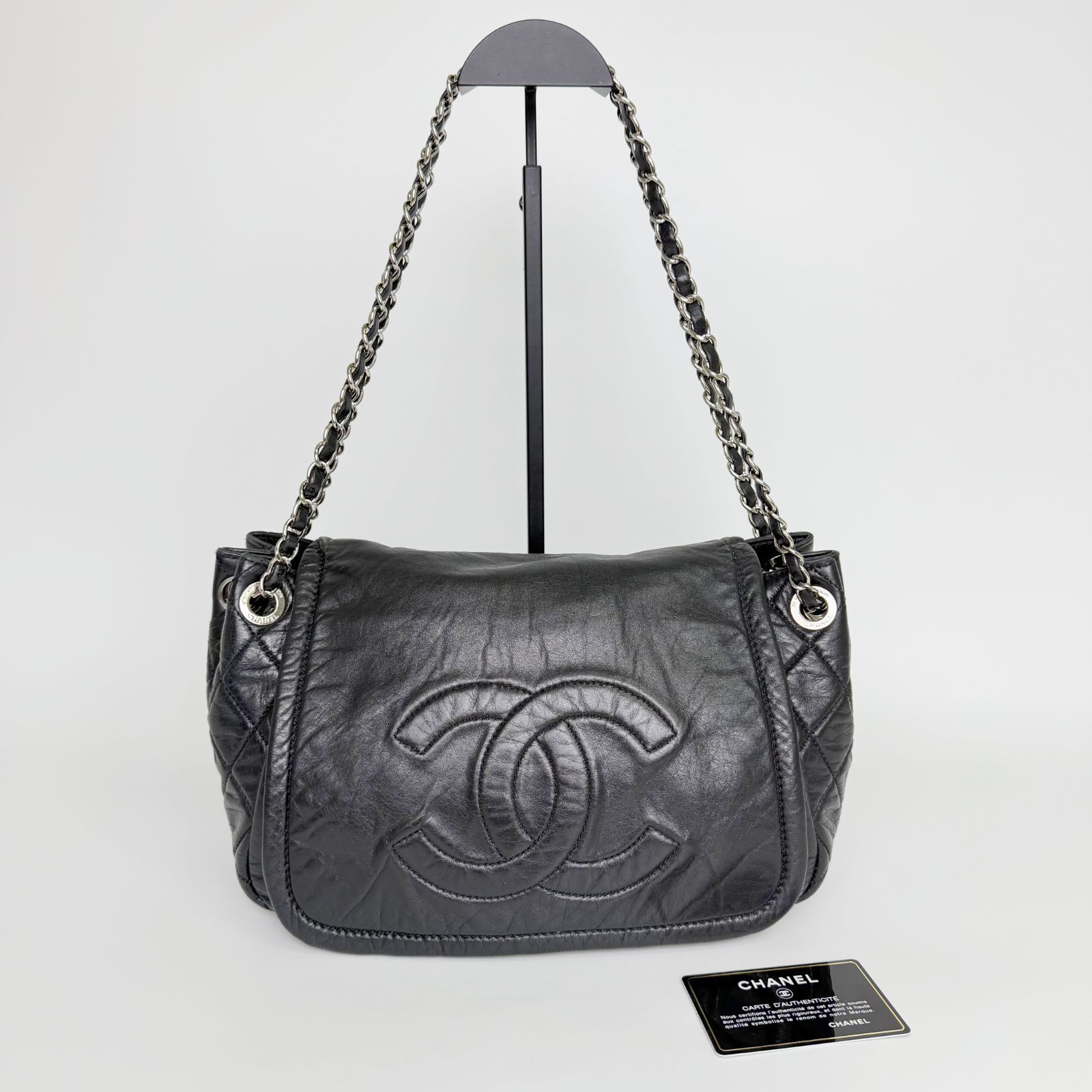 シャネル ココロゴ チェーン ショルダーバッグ　黒 エナメルレザー ヴィンテージ 中古】CHANEL シャネル ココマーク チェーンショルダー ショルダー