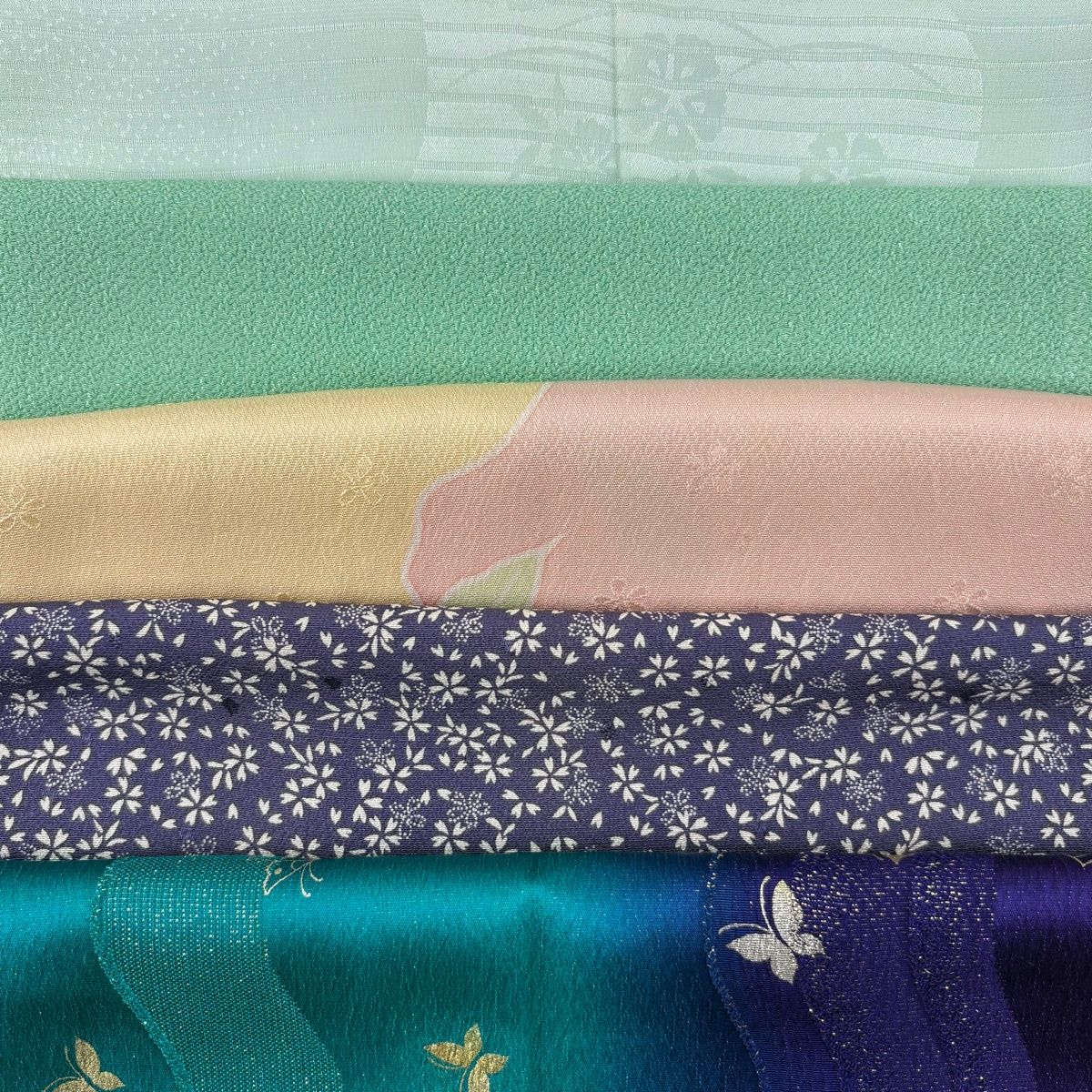 帯揚げ 優品 帯揚げ5枚セット 緑 正絹 和装小物 【中古】