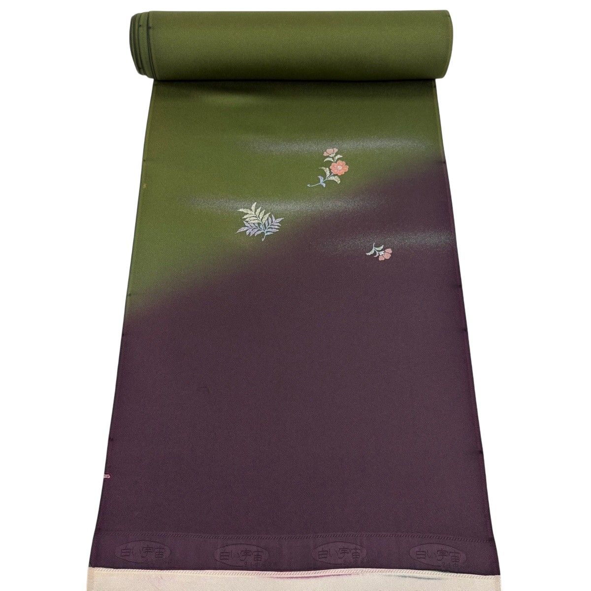 反物 秀品 付下げ 草花 金銀彩 紫 正絹 【中古】