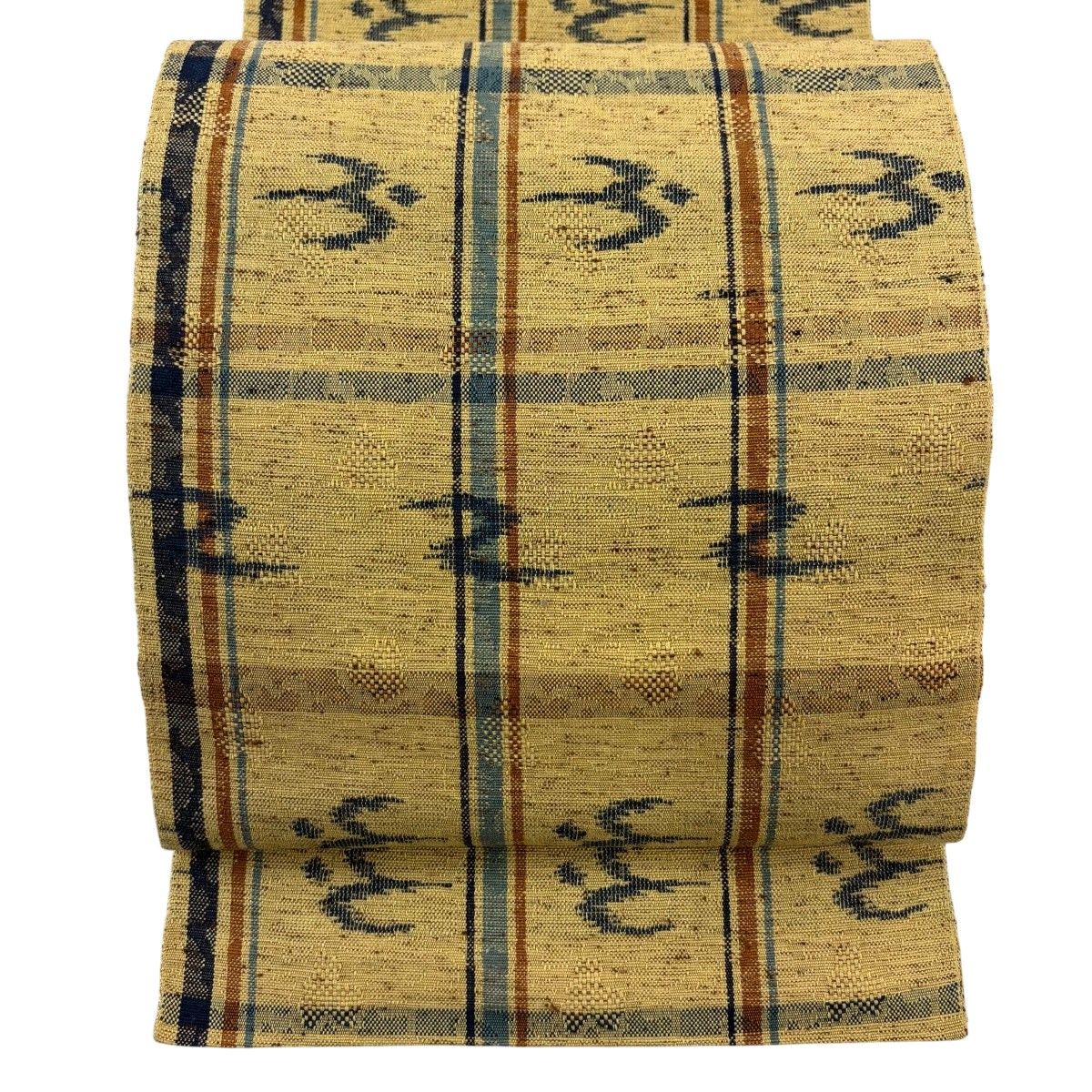 【美品】 名古屋帯 秀品 八寸名古屋帯 松葉仕立て トンネル仕立て 燕 格子 からし色 正絹 【中古】 8,968円