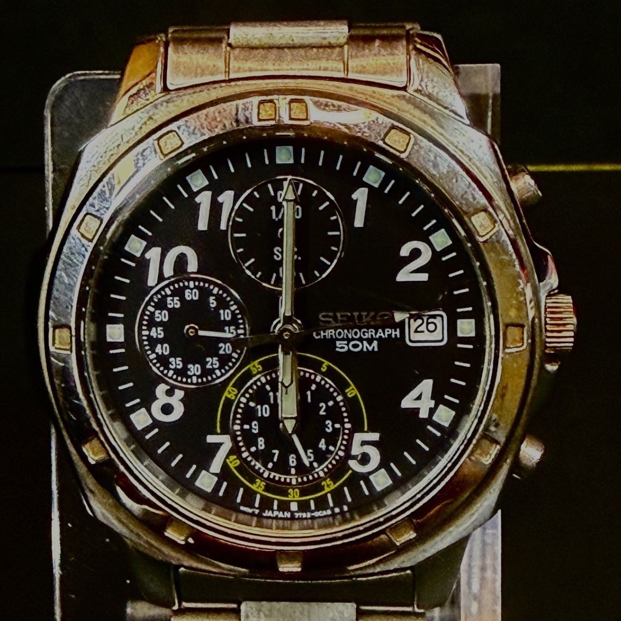 新品電池】SEIKO セイコー 7T92-0CA0 クォーツ クロノグラフ デイト SS 