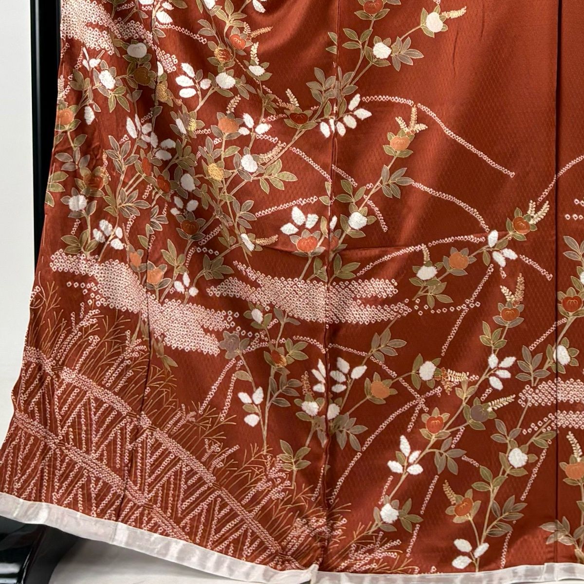 美品】 訪問着 身丈168.5cm 裄丈68cm 未仕立て 仮絵羽 橘 霞 金糸 絞り