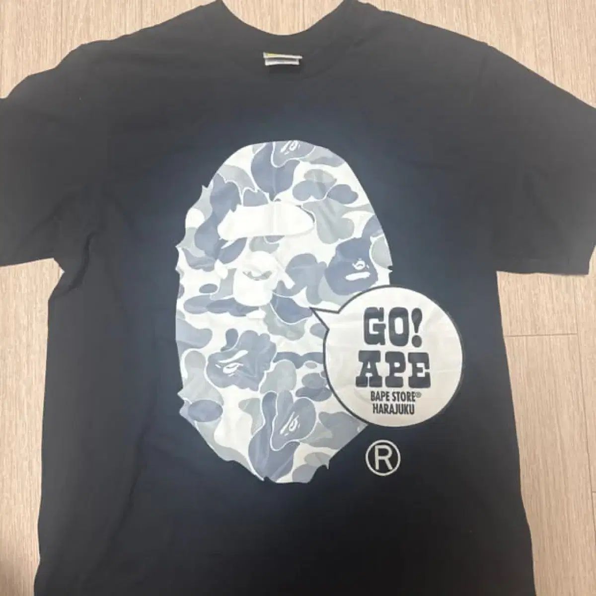 A BATHING APE(アベイシングエイプ) ゴー エイプ カモフラージュ 半袖Tシャツ ブラック L