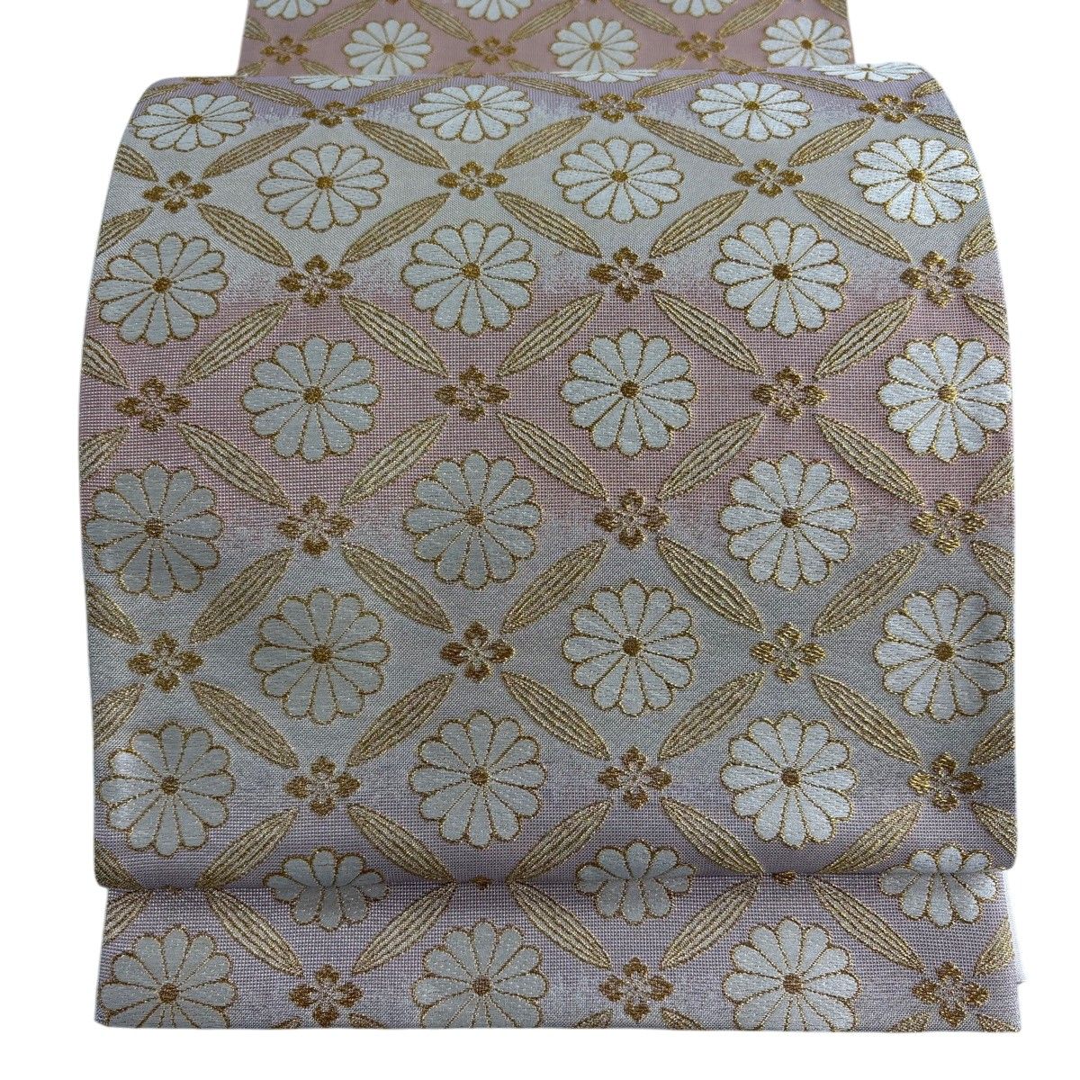 【美品】 袋帯 名品 花 金銀糸 箔 ベージュ 六通 正絹 【中古】 11,218円