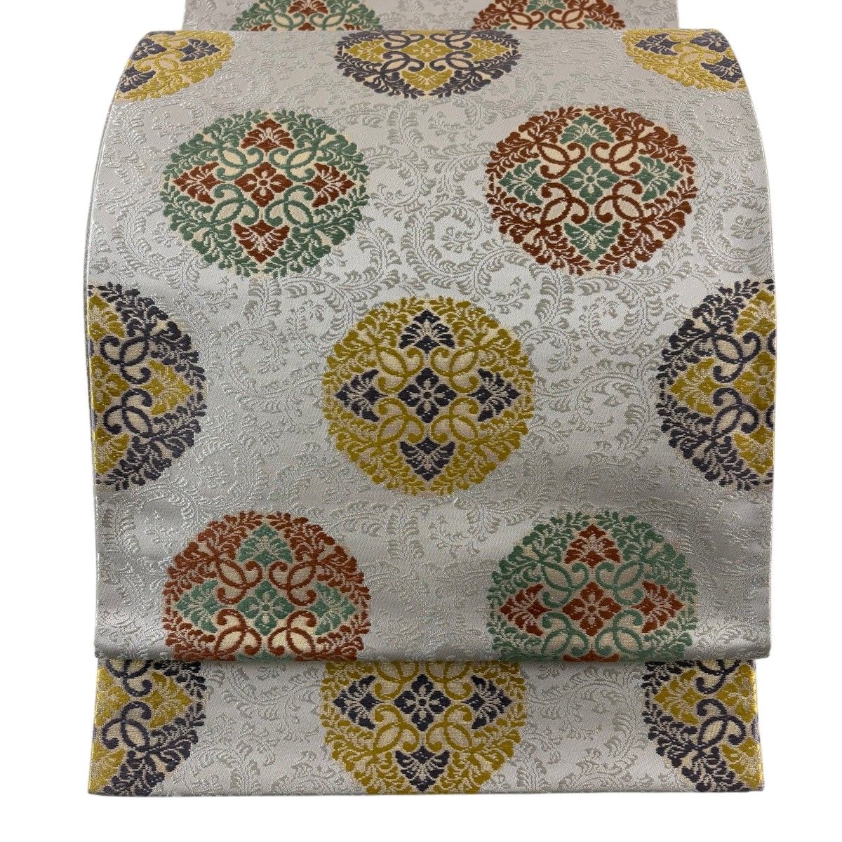 【美品】 袋帯 名品 八つ藤 唐草 箔 灰桜 全通 正絹 【中古】 12,166円