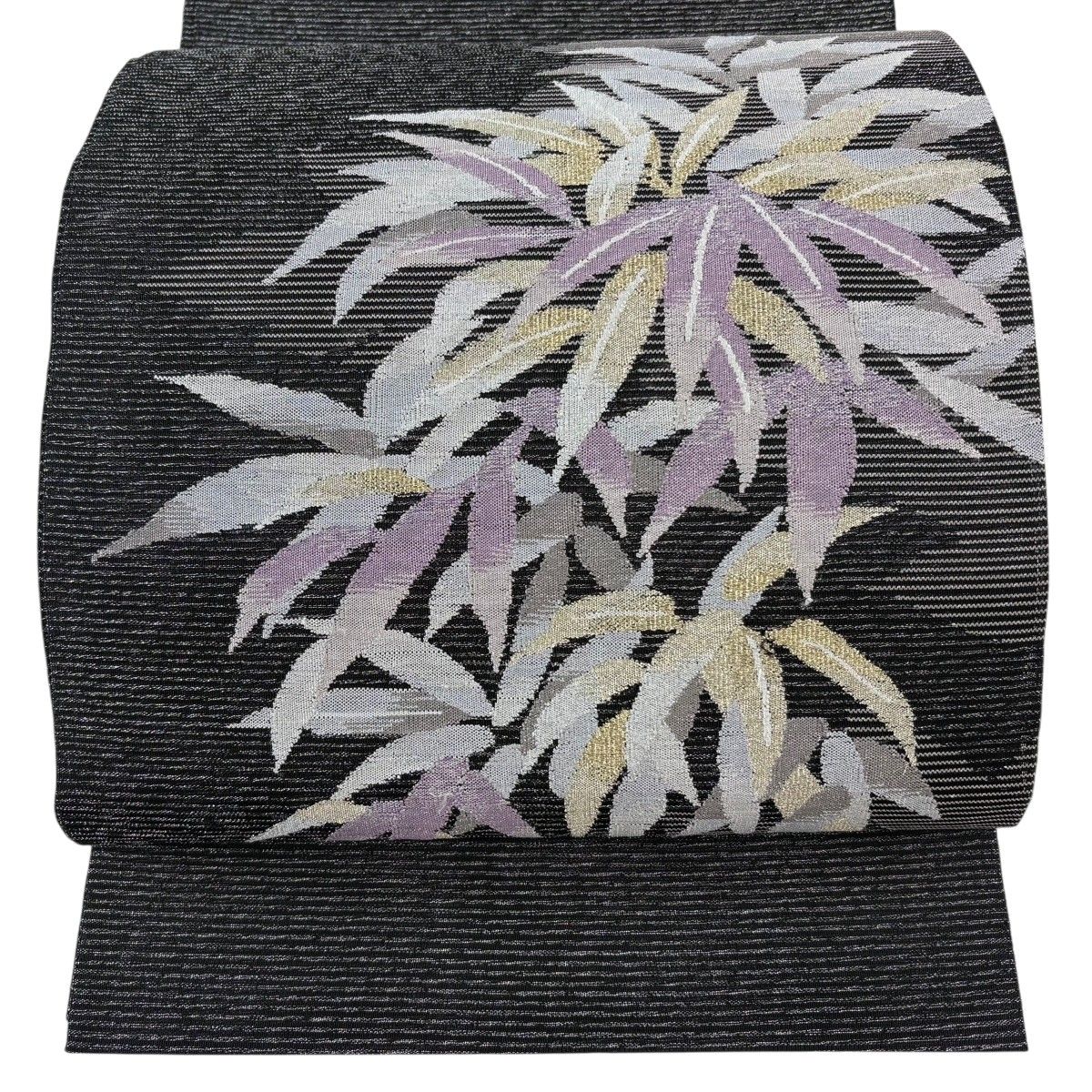 【美品】 袋帯 名品 丹下雄介 落款 夏帯 絽 やまと 笹 竹 金銀糸 黒 お太鼓柄 正絹 【中古】 15,478円
