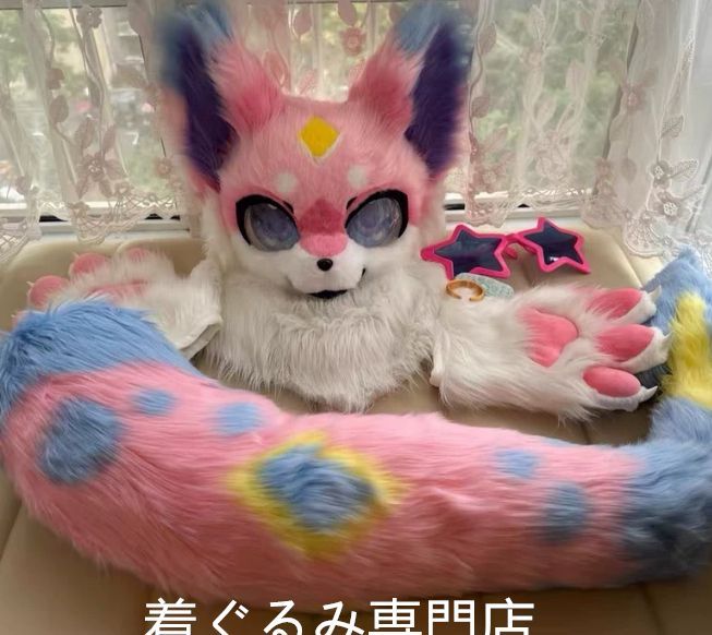 狼　犬　猫　着ぐるみ 　ヘッド ケモノ ファースーツ ぬいぐるみ コスプレ コスチューム Kurumi 一点物 D429