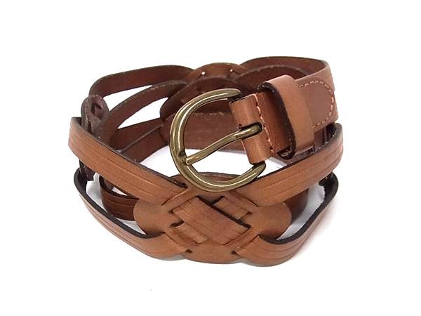 ■Beautiful items■ R・R・L Double RL Leather Gold Hardware Belt Men's Women's Brown DM7560