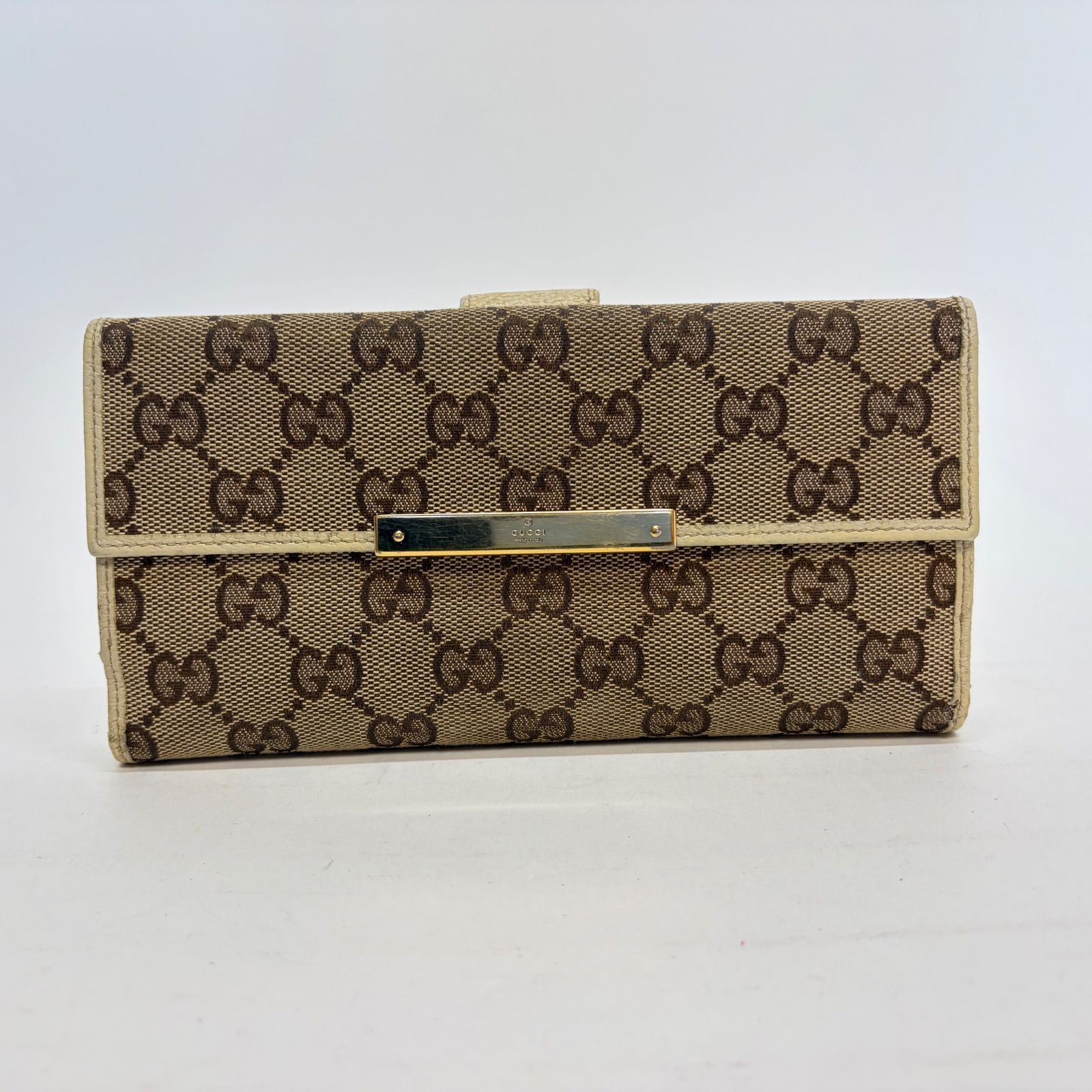 3685 GUCCI グッチ 長財布 キャンバス Wホック ベージュ 7,875円
