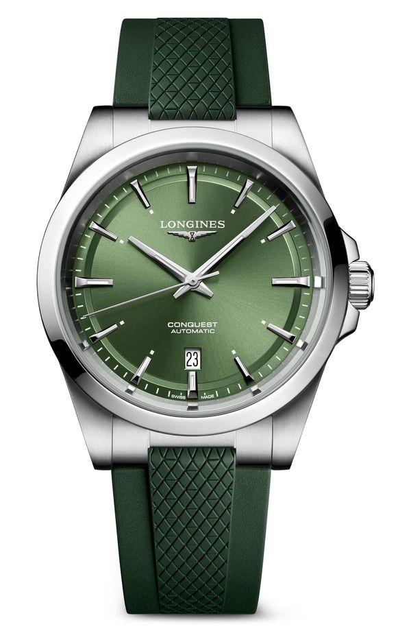 ロンジン メンズ アクセサリー 腕時計 Longines Conquest Green Automatic Rubber Strap Watch 41mm Green グリーン 293,310円