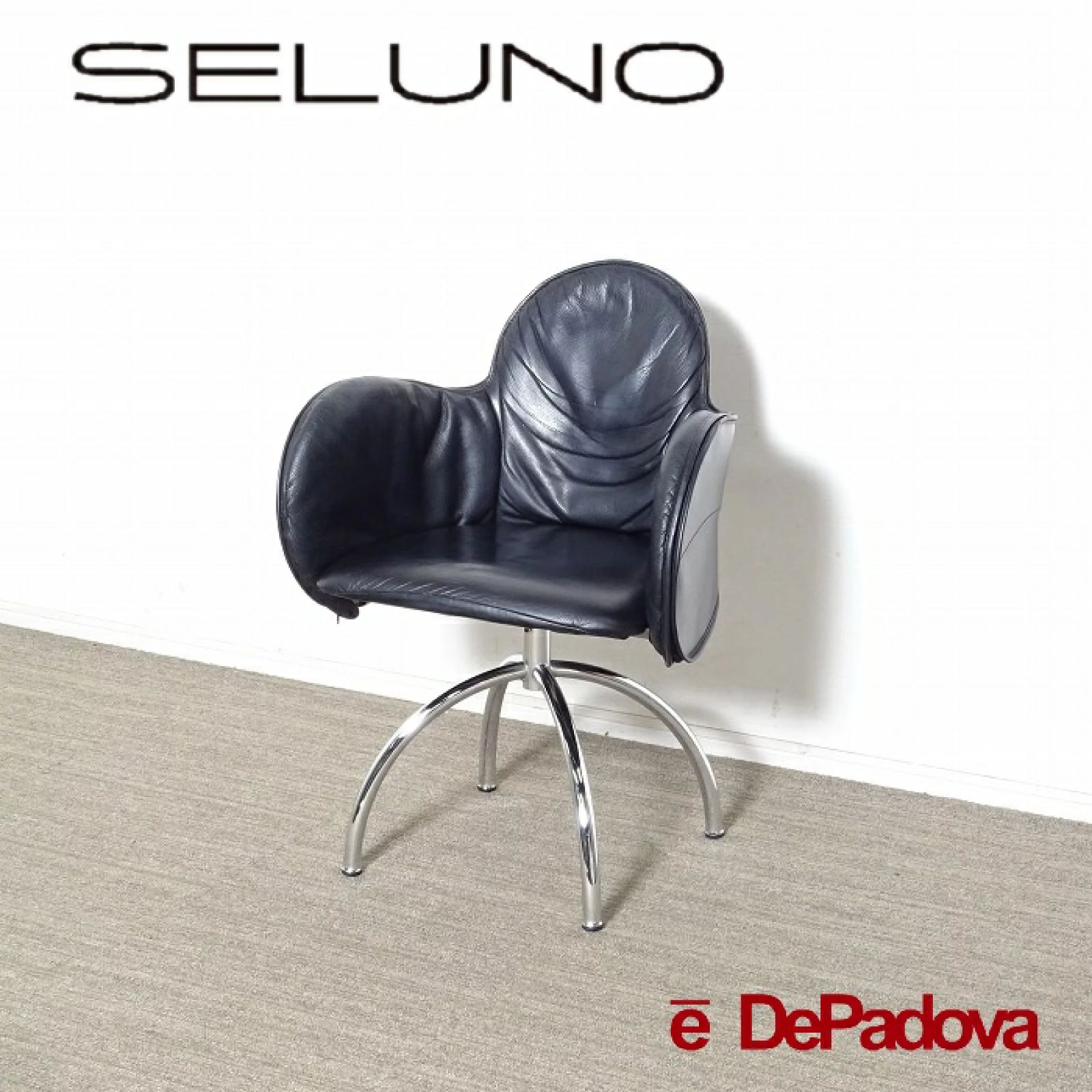 ◾︎SELUNO◾︎ 【展示良品】DePadova デパドヴァ / Cassina ixc. カッシーナイクスシー 取扱い / INCISA インチーザ 回転チェア / 黒本革 70万 x770