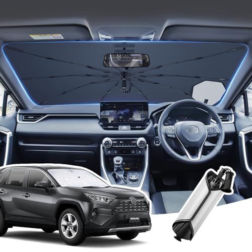 2026新設計 RAV4 50系 専用 傘型サンシェード フロント 遮光断熱 UVカット MXAA5 AXAH50型 車用サンシェード 完全遮光 吸盤固定補助 日除けシェード 内装保護 取付簡単 暑さ対策 車中泊 RAV4 カスタム 内装 パ 03525d1c 5,760円