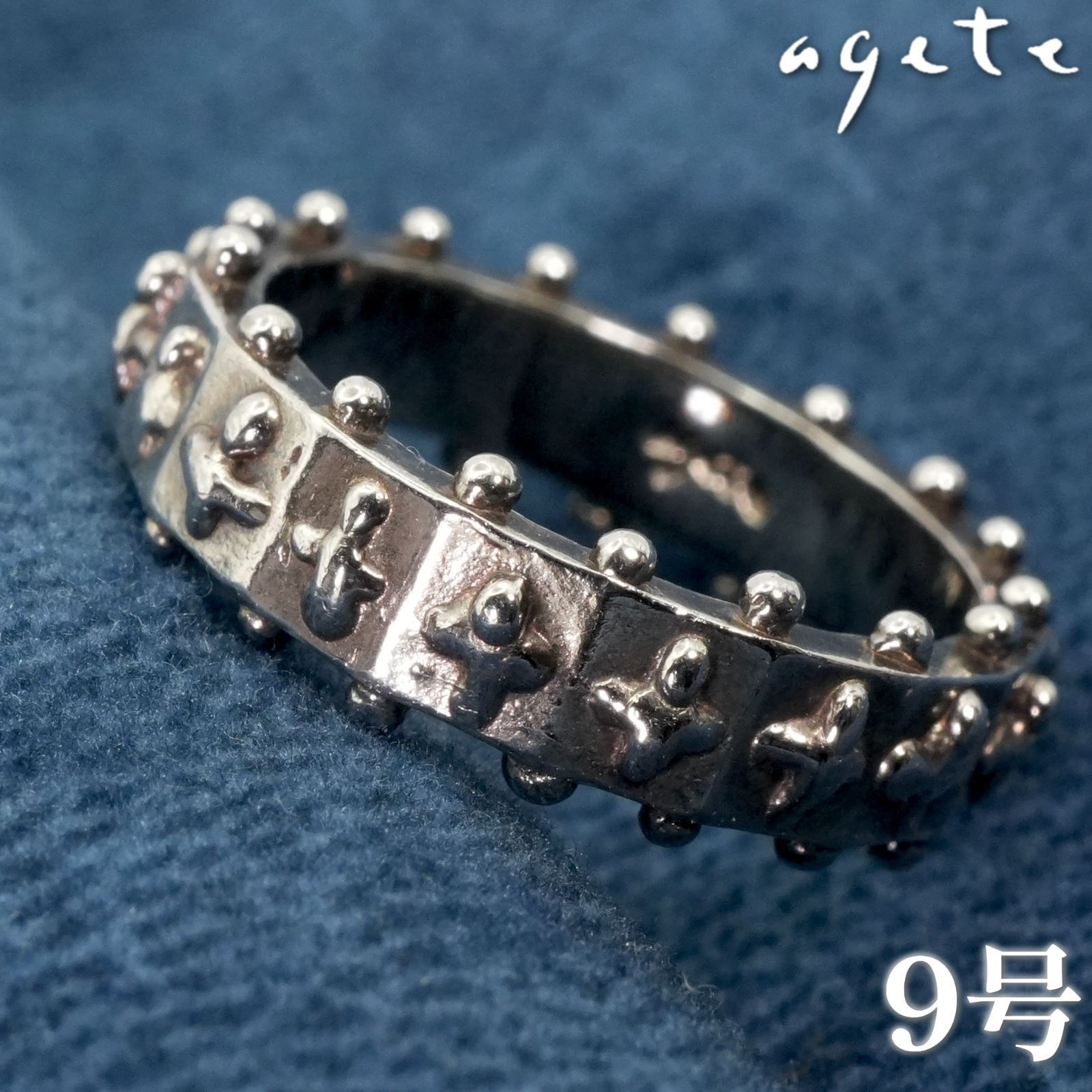 アガット クロス ドット リング シルバー925×Pt200 /25-3956