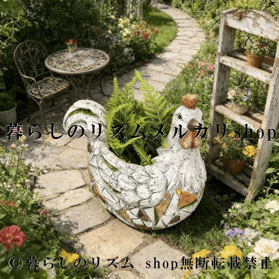 鶏型 プランター オーナメント 動物型 植木鉢 フラワーポット ガーデニング雑貨 花鉢 ハーブ植え 多肉植物ポット 屋内 屋外装飾 ガーデンオブジェ 庭園装飾 17.5cm コンパクトプランター アニマルデザイン 可愛い 個性的 ガーデンインテリア 玄関