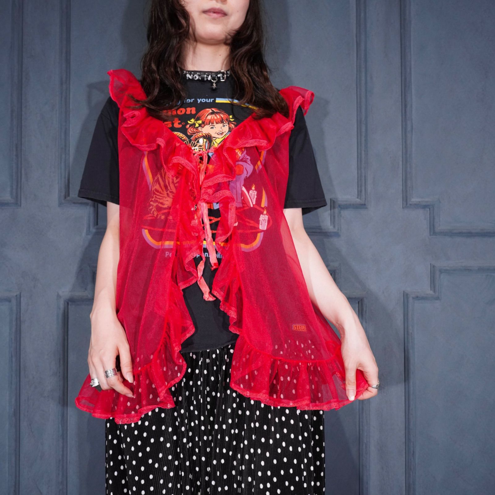 70's～80's USA VINTAGE FRILL SHEER DESIGN NIGHTY DRESS LINGERIE CAMISOLE/70年代～80年代アメリカ古着フリルシアーデザインナイティドレスランジェリーキャミソール 7,538円