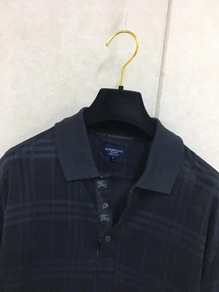 BURBERRY バーバリー 正規品 CHECK チェック メンズ 半袖 カラーTシャツ ネイビー 100号