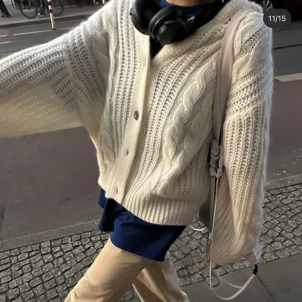 ofc オエフシー ボタン フード カーディガン