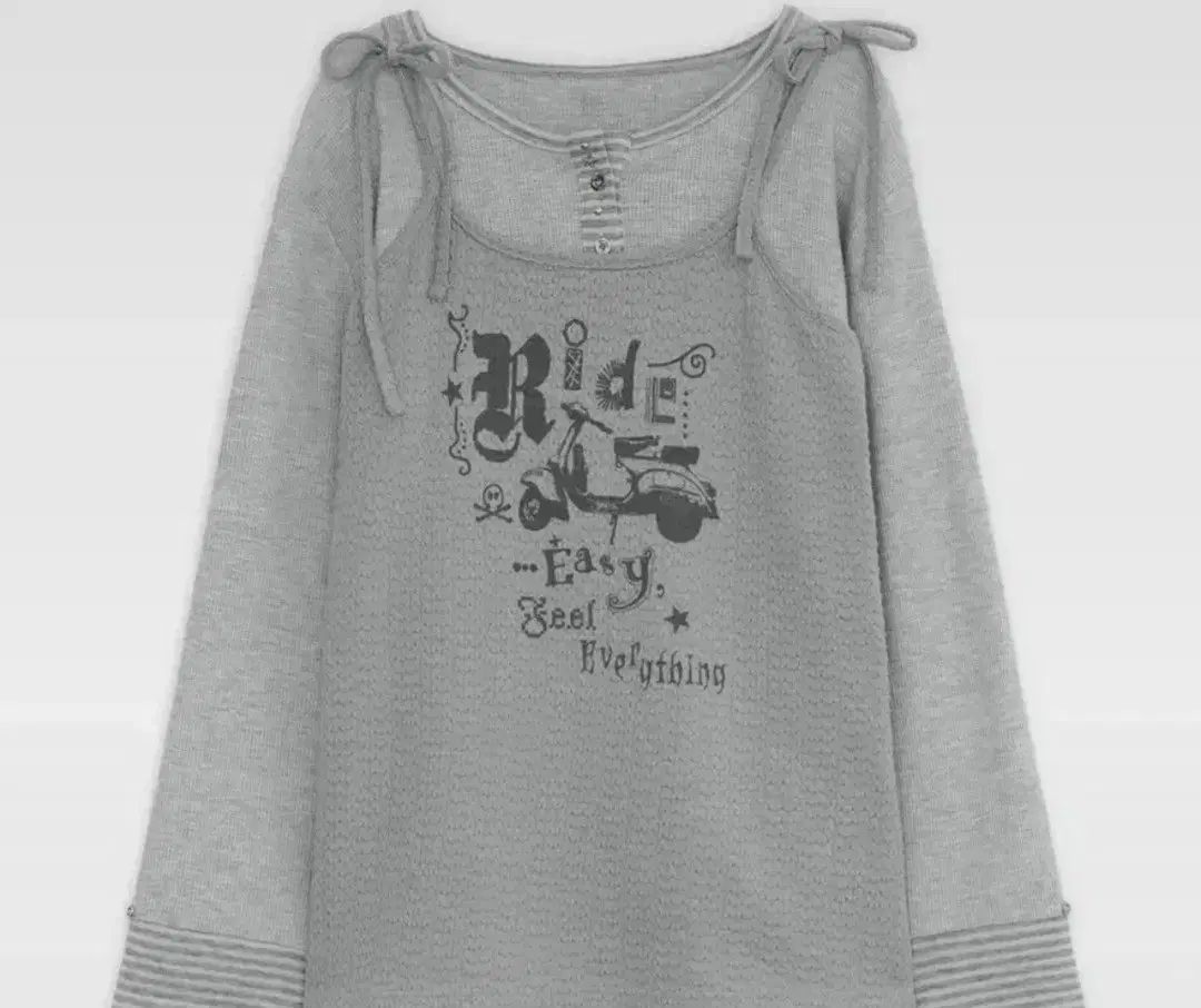 ハグユアースキン プリント レイヤード ヘンリーネック Tシャツ