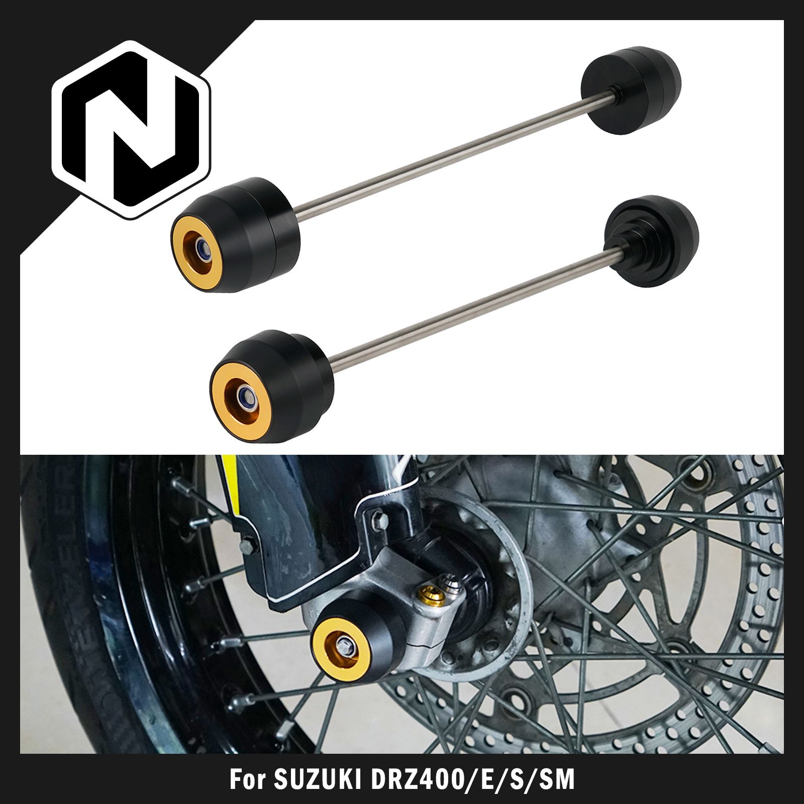 NICECNC スズキ DRZ400SM 2005〜2021 DRZ400 DRZ400E DRZ400S 2000〜2021対応 フロントリアアクスルスライダー 転倒保護パッド 13,638円