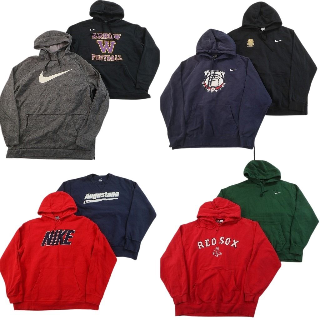 古着卸 まとめ売り ナイキ スウェット 8枚セット ( メンズ XL/2XL ) プロチーム MLB カレッジ風 レッドソックス 中古 古着 NF8665