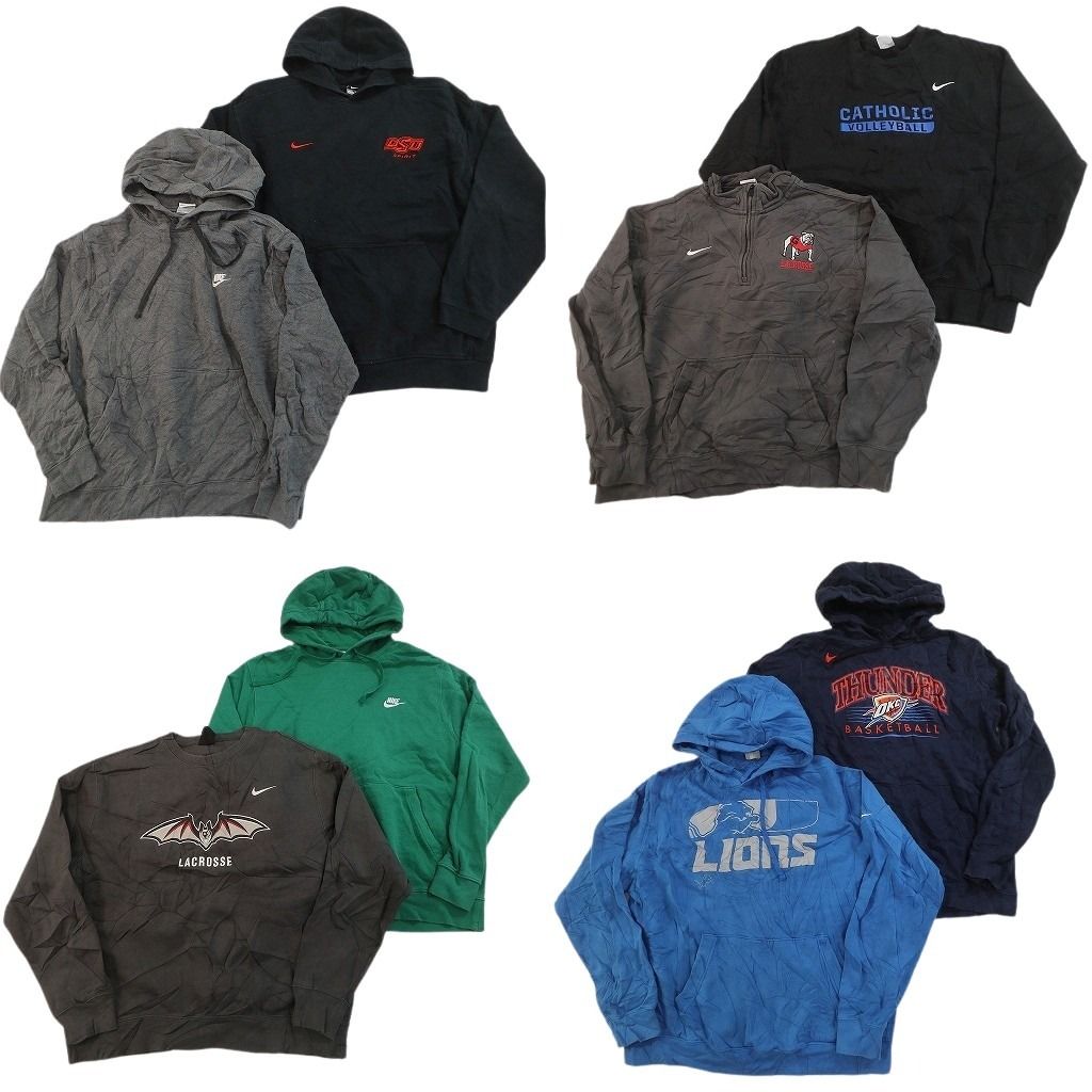 古着卸 まとめ売り ナイキ スウェット 8枚セット ( メンズ L ) プロチーム NBA スウォッシュロゴ ハーフジップ 中古 古着 NF8670