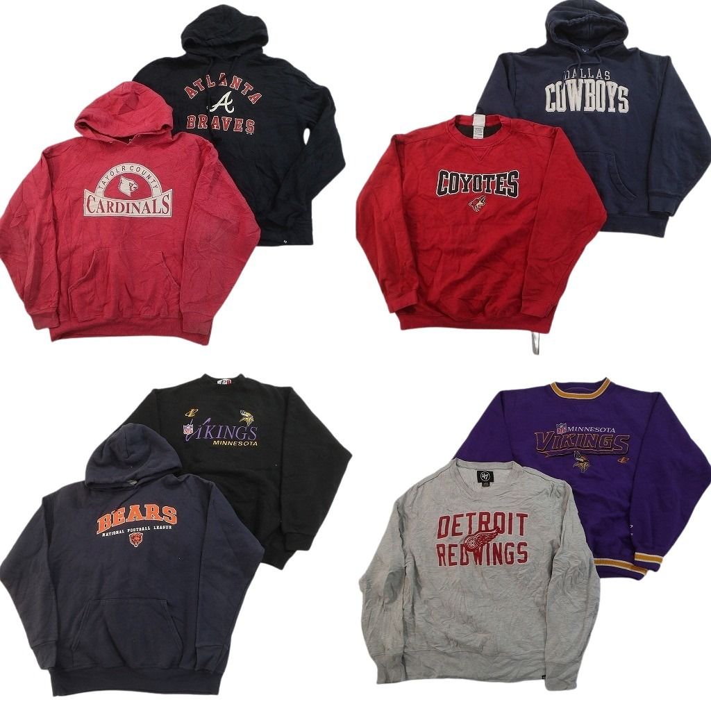 古着卸 まとめ売り プロチーム スウェット 8枚セット ( メンズ L ) NFL NHL カウボーイズ バイキングス ベアーズ 中古 古着 NF8759