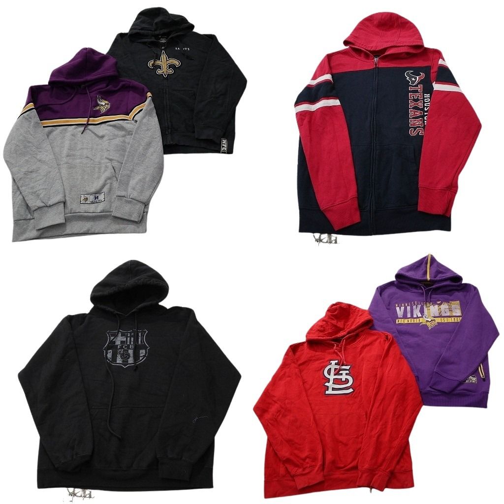 古着卸 まとめ売り プロチーム スウェット 6枚セット ( メンズ M ) NFL MLB バイキングス セインツ テキサンズ 中古 古着 NF8763