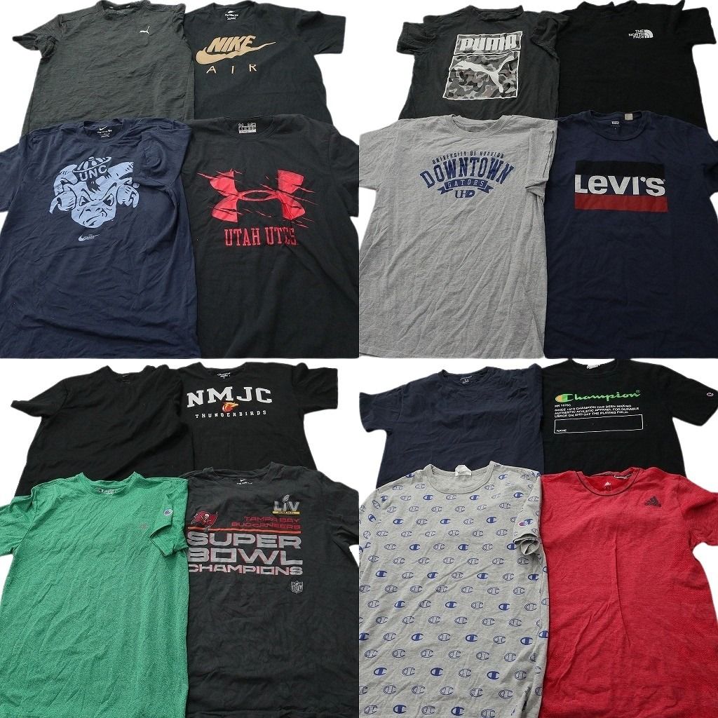 古着卸 まとめ売り ブランドMIX Tシャツ 16枚セット ( メンズ M ) ノースフェイス チャンピオン ナイキ プーマ 中古 古着 NF8817
