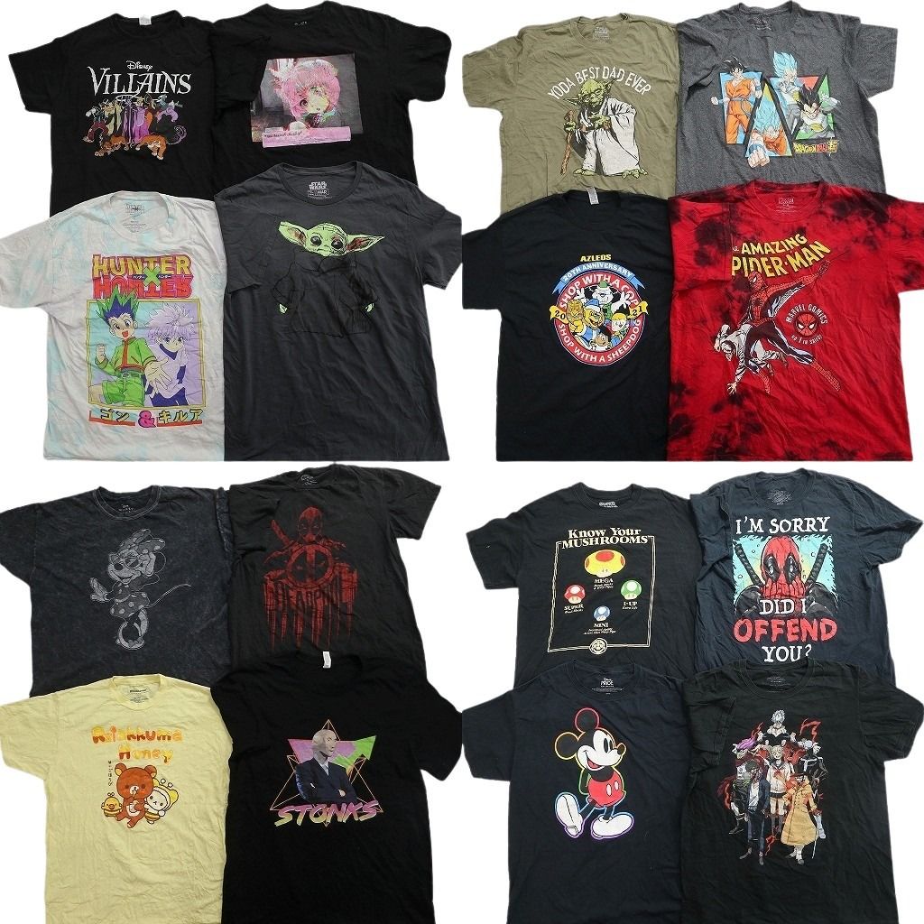 古着卸 まとめ売り キャラクター Tシャツ 16枚セット ( メンズ L ) ハンターハンター スターウォーズ ドラゴンボール 中古 古着 NF8838