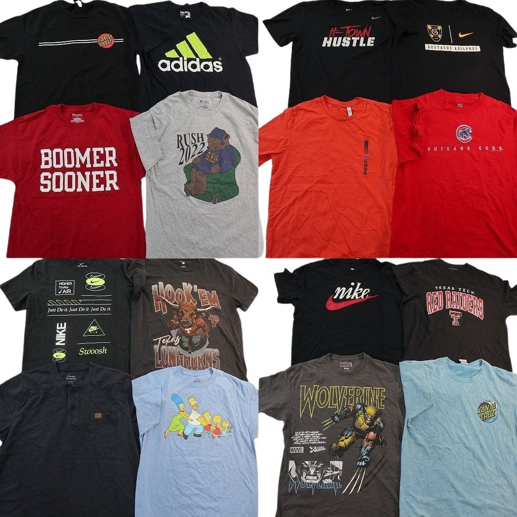 古着卸 まとめ売り ブランドMIX Tシャツ 16枚セット ( メンズ L ) LEE ラングラー ホリスター チャンピオン アディダス 中古 古着 NF8845