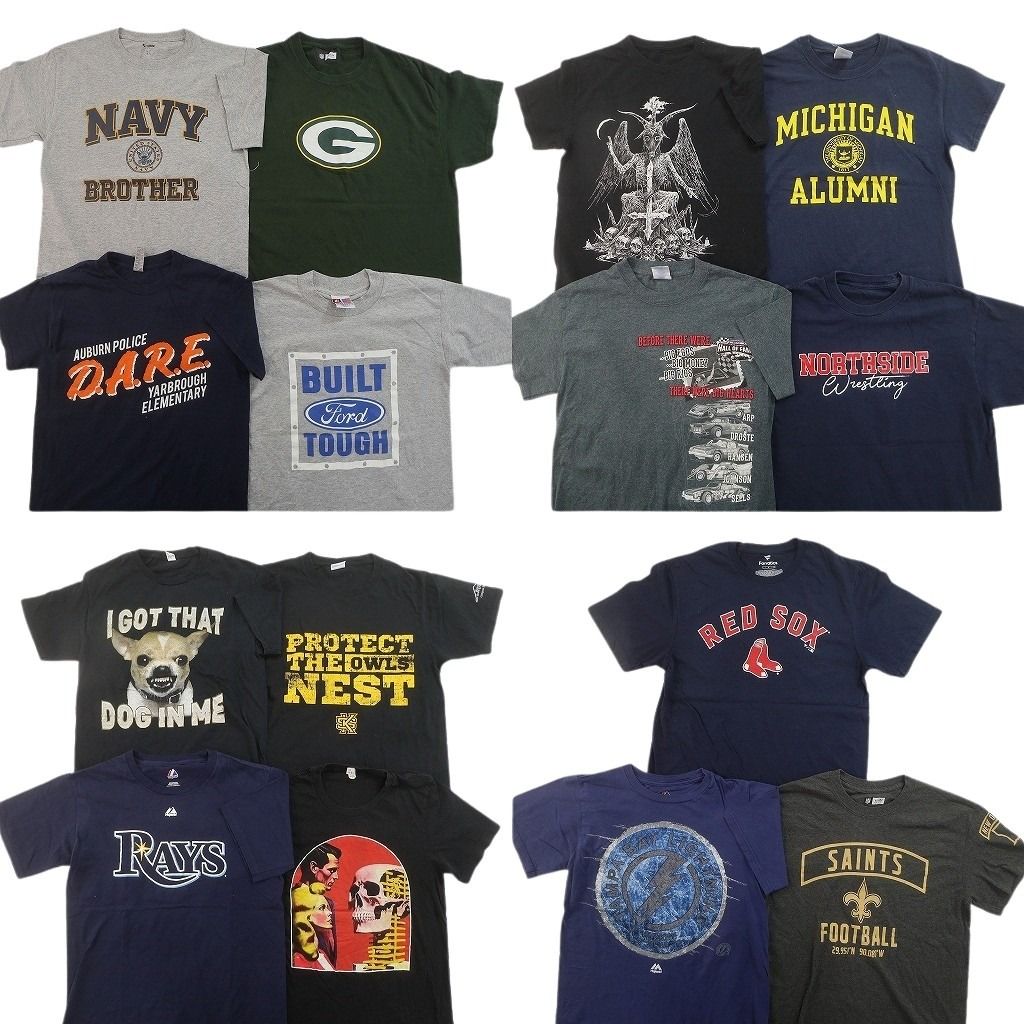 古着卸 まとめ売り プリント Tシャツ 15枚セット ( メンズ S ) プロチーム MLB NFL アニマル カレッジ風 NAVY 中古 古着 NF8877 12,950円