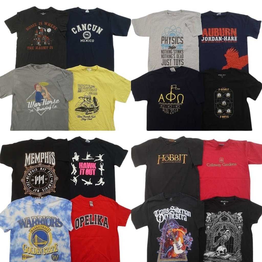 古着卸 まとめ売り プリント Tシャツ 16枚セット ( メンズ S ) スカル 大判プリント タイダイ柄 アーチロゴ 中古 古着 NF8878