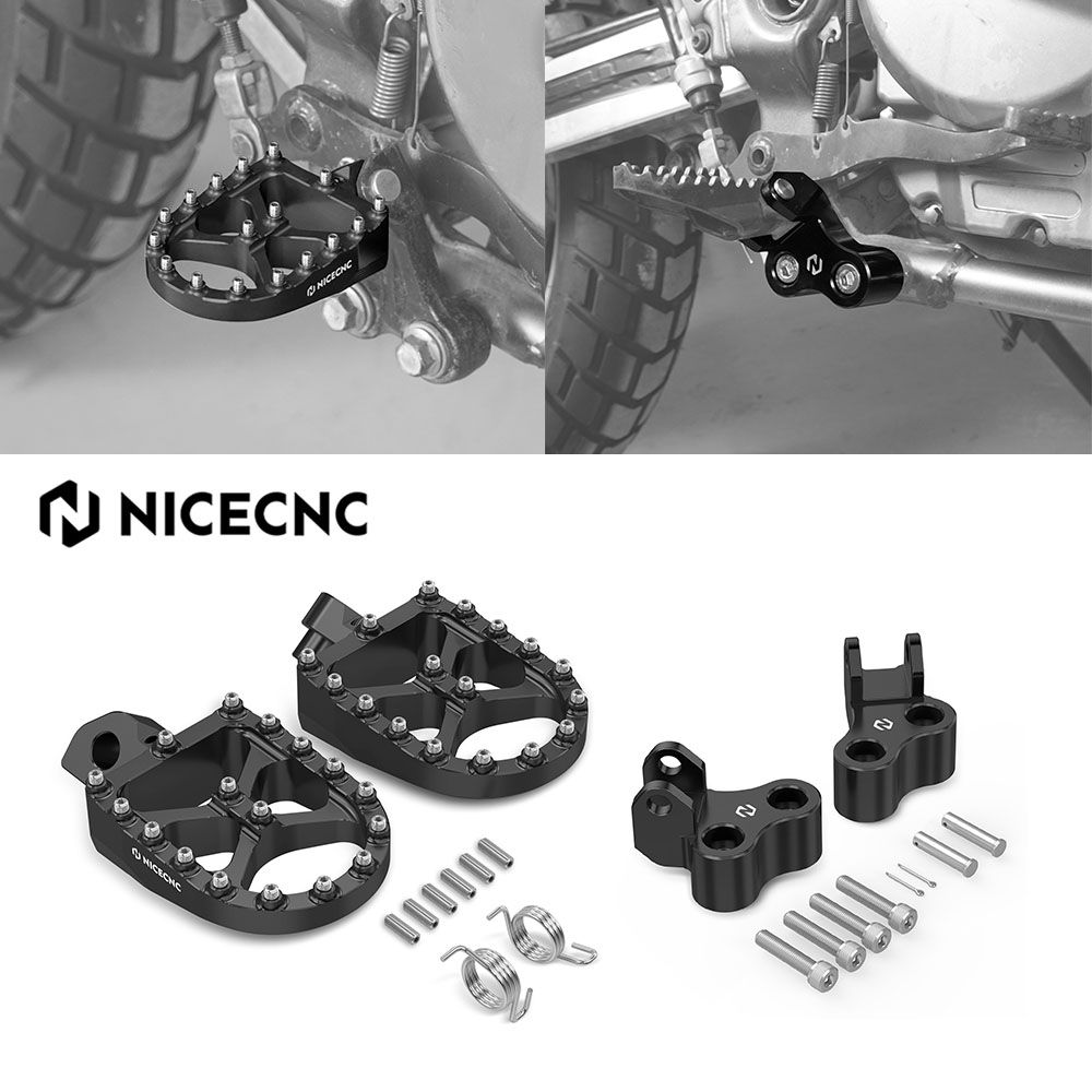 NICECNC スズキ DR650S DR650SE DR650 S/SE 1996〜2024対応 拡大フットペグ 1.5インチダウン 1インチオフセット ブラケット アルミ製