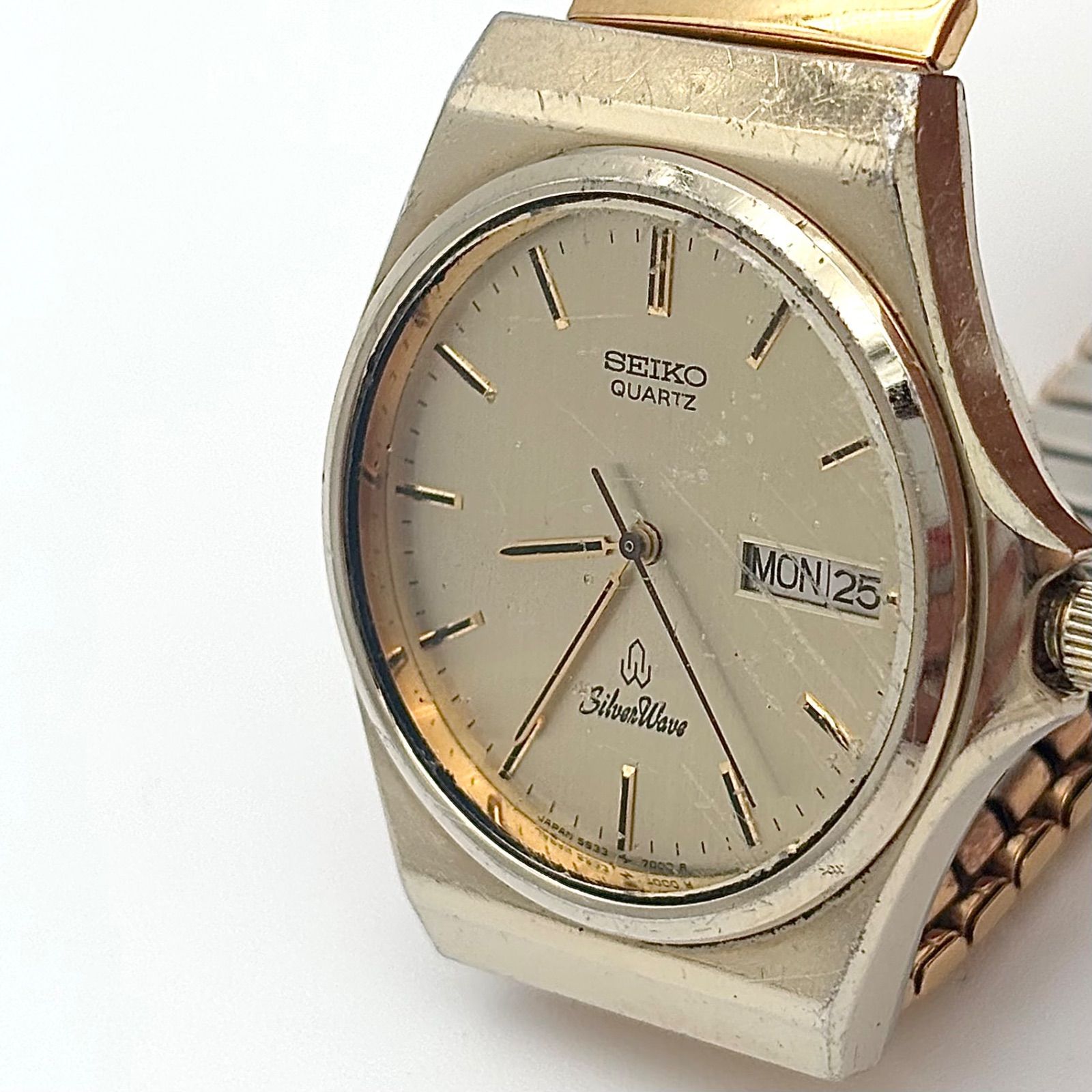 稼働品 Working item セイコー SEIKO 腕時計 メンズ Men's クォーツ Quartz 5933-7000 シルバーウェーブ SilverWave デイデイト 時計 ヴィンテージ ウォッチ レトロ 1104