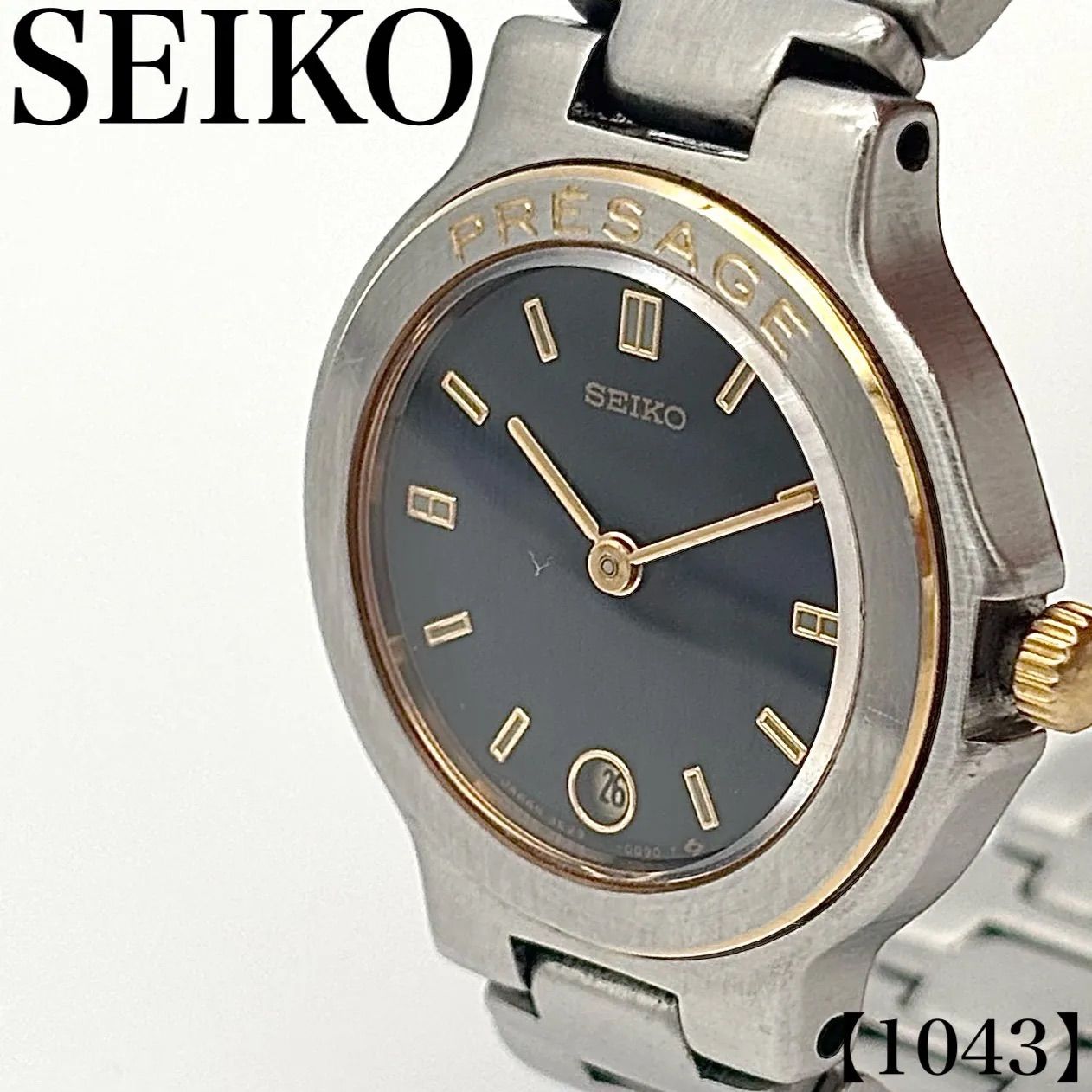 稼働品 Working item セイコー SEIKO プレサージュ PRESAGE 腕時計 メンズ Men's クォーツ Quartz 9539-6010 ラウンド デイト アナログ ネイビー 文字盤 コンビ ステンレス 1043 8,640円