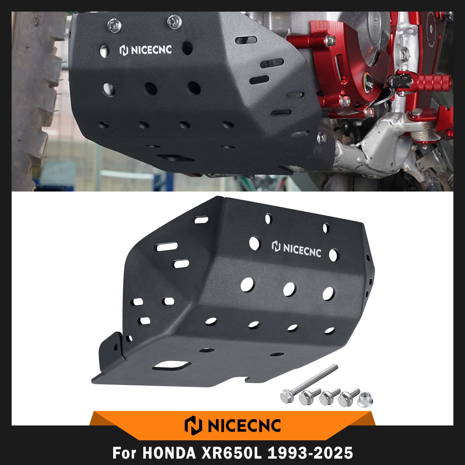 NICECNC ホンダ XR650L 1993〜2025対応 スキッドプレート エンジンアンダーガード プロテクター アルミ製