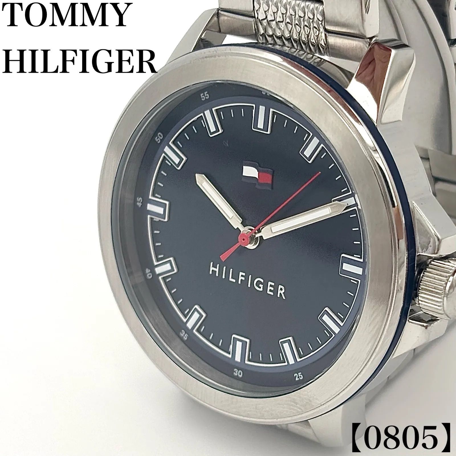 稼働品 Working item トミーヒルフィガー TOMMY HILFIGER 腕時計 メンズ Men\'s クォーツ Quartz 1792024 ブルー文字盤 シルバー メタルバンド アナログ 3針 ビジネス カジュアル 0805