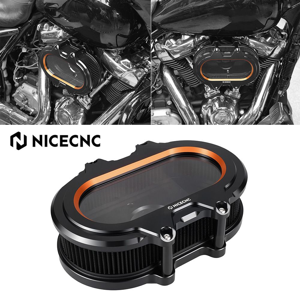 NICECNC ハーレー ツーリング ストリートグライド ロードグライド スペシャル ロードキング FLHR ウルトラリミテッド 2017〜2023対応 エアクリーナーインテークフィルター