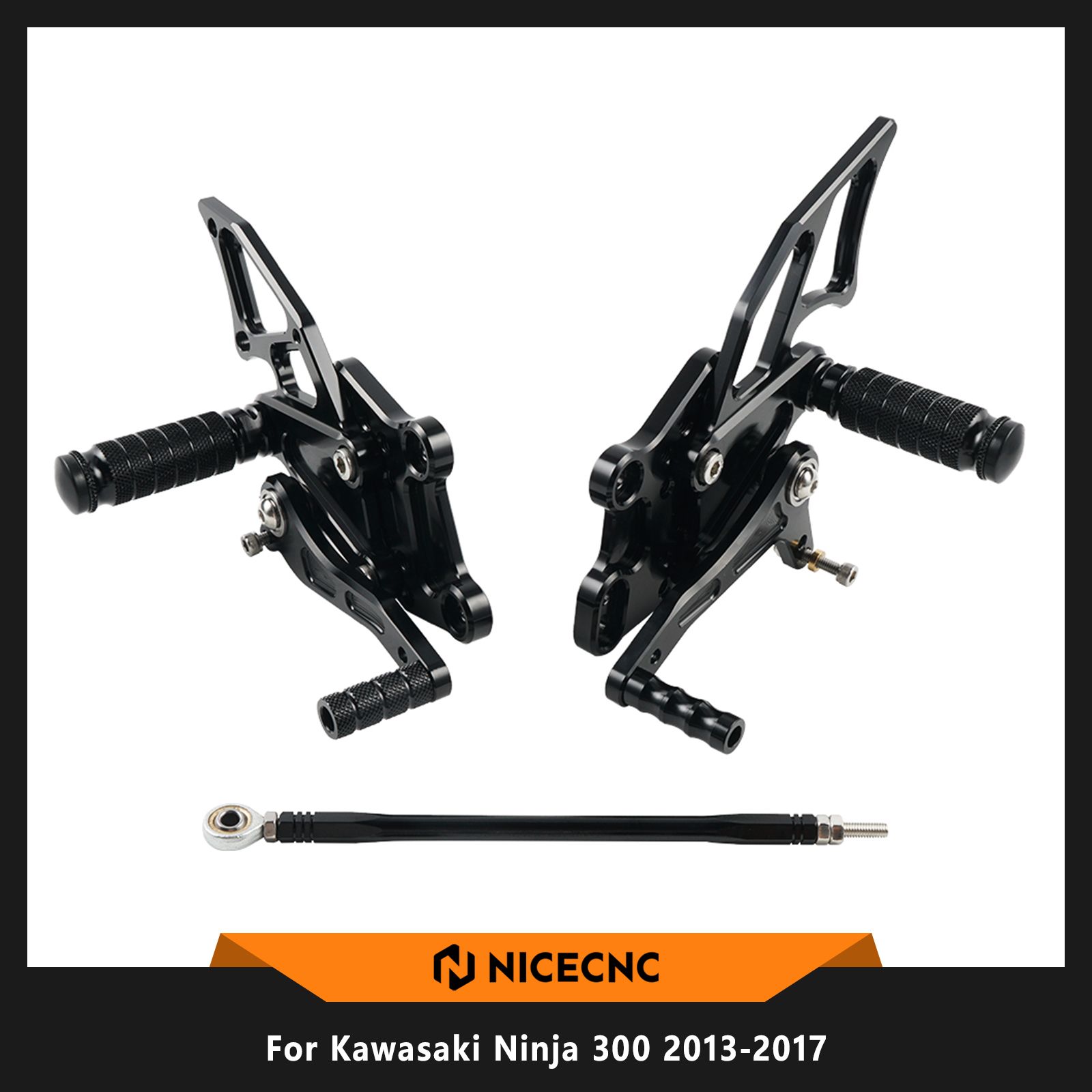 NICECNC カワサキ ニンジャ300 EX300 2013〜2017対応 調整可能リアセット フットペグ フットレストペダルセット