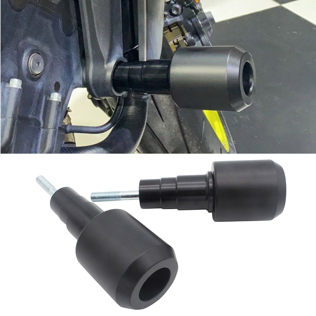 Semspeed ヤマハ TDM900 TDM850 2004〜2015対応 CNCフレームクラッシュパッド エキゾーストスライダー ブラック